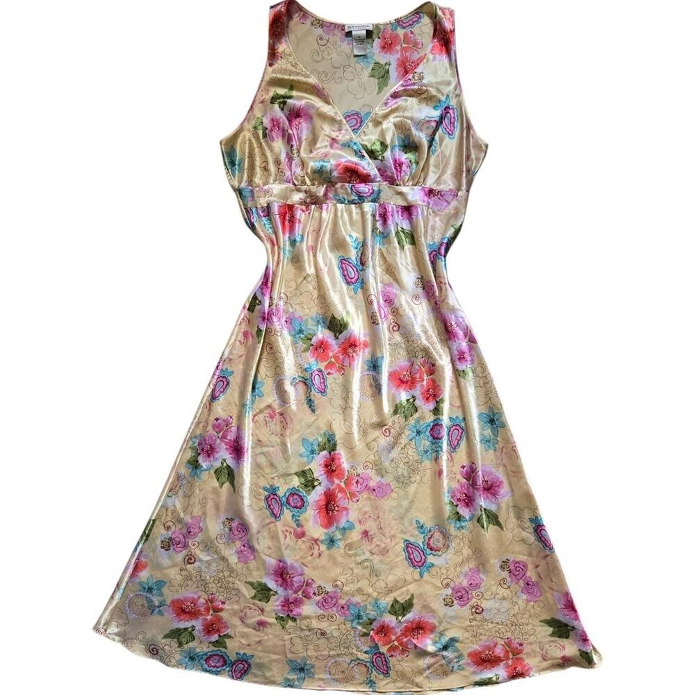 Y2k champagne floral satin maxi